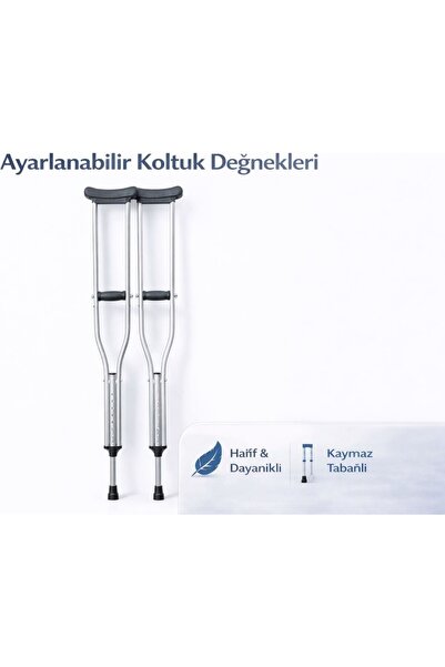 Bozkar Medikal Ayarlanabilir Alüminyum Koltuk Değneği – 1. Çift