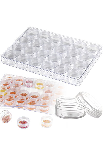 Korbi Set de 24 de borcane cosmetice transparente cu cutie