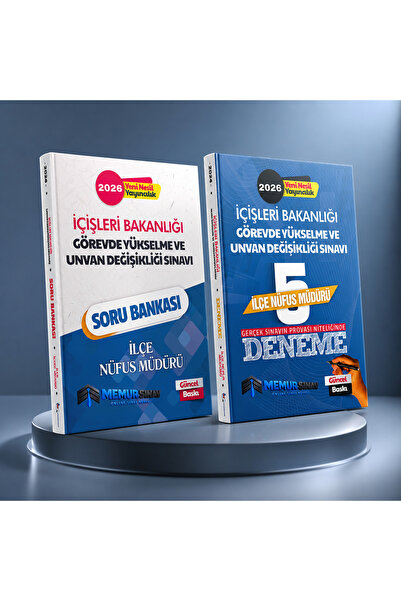 MemurSınav İÇİŞLERİ BAKANLIĞI İLÇE NÜFUS MÜDÜRÜ 2'Lİ SET (SORU BANKASI+DENEME)