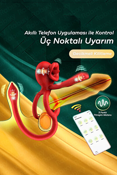 Rabixy Yalama Modlu Titreşimli Penis Halkası ve Anal Titreşim Cihazı