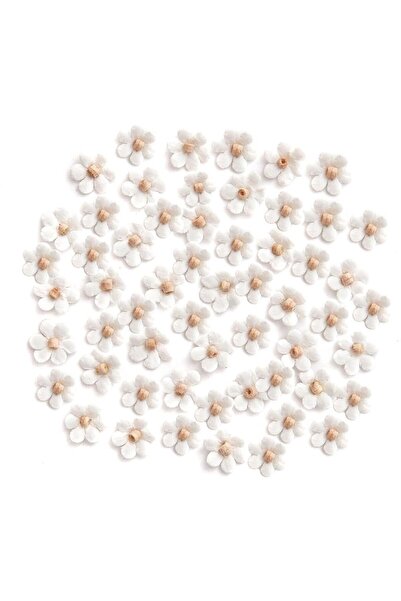 DALPRINT Set 60 flori artizanat, Dalprint, Hartie, 1 cm, Alb/Crem