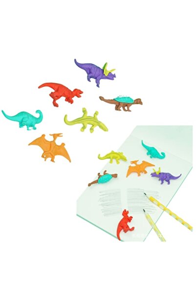 LEAN Set 6 radiere cu dinozauri, LEAN, multicolor, 15.5x11.5x2.5cm