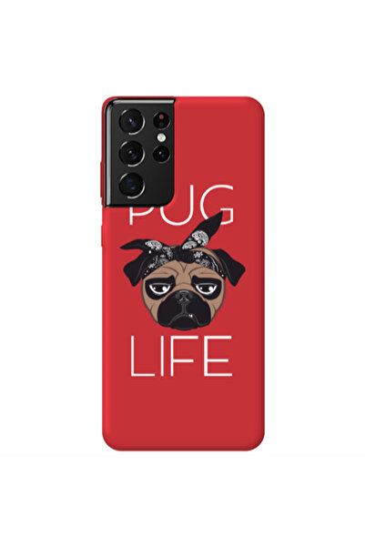 Other Samsung S21 Ultra Pug Life Red Colored Silicone TPU Θήκη