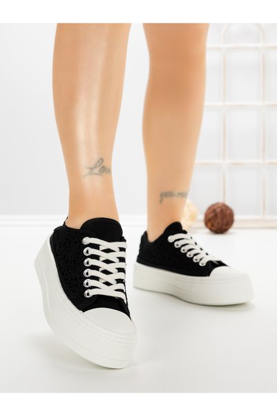 Buonarotti Women's black sports shoes made of fabric and eco- Leather Quessia