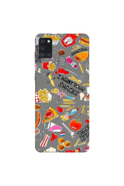 Other Samsung A21S Snack attack Grey Colored Silicone TPU Θήκη