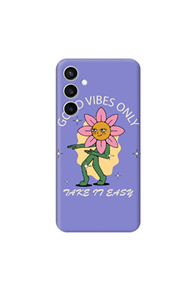 Other Samsung S23FE Good Vibes Only Purple Colored Silicone TPU Θήκη