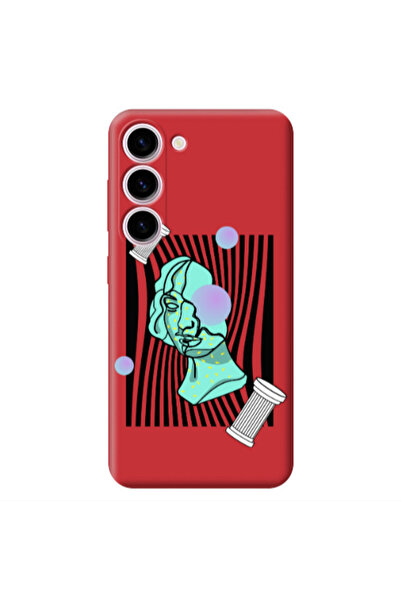 Other Samsung S23 Plus Columns Red Colored Silicone TPU Θήκη