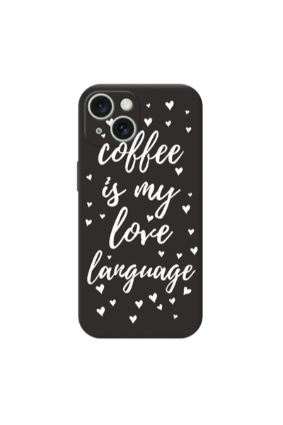 Other Apple iPhone 15 Coffe is my love language Black Colored Silicone TPU Θήκη