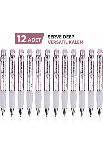 Serve Versatil Kalem Deep 0.7 mm Met Roze Moon-Star 12'Li Paket