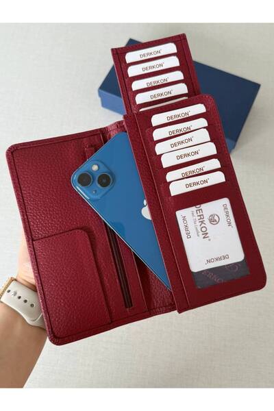 DERKON Mikam Model Card Holder Detailed Genuine Leather Wallet