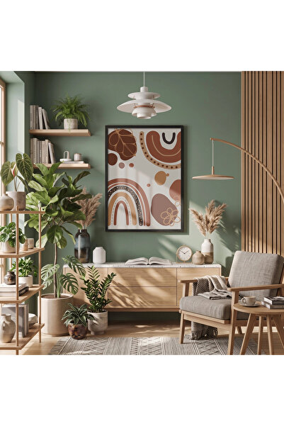 KOLAJTASARIM Bohemian Earth Rainbow Negru cu ramă din lemn Decorație de masă ...