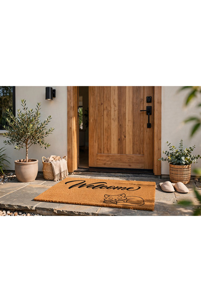 Evoris Coco CC026A Kedili Welcome Desenli Kalın Kaymaz Taban Nem Alıcı Şık Ta...