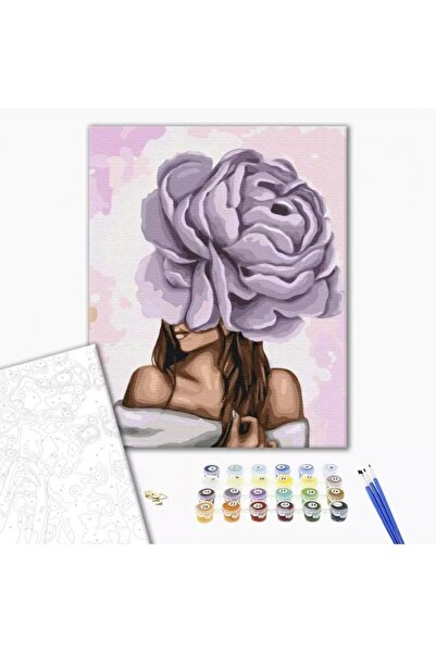 MC Micostore Paint by numbers Top Bottom Set 40x50cm, Brushme - Lady with pur...