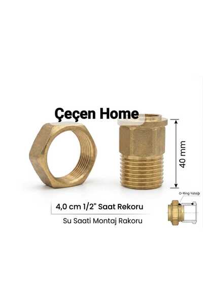 ÇEÇEN HOME 4 cm 1/2" Saat Rekoru - Pirinç Su Saati Uzatma Montaj Rakoru Takım...