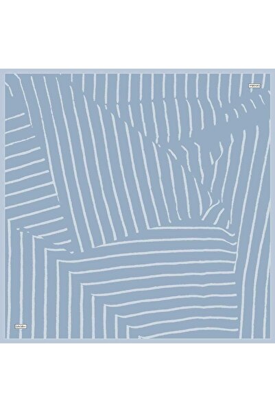 Levidor Blue Stripe Detailed Twill Silk Scarf