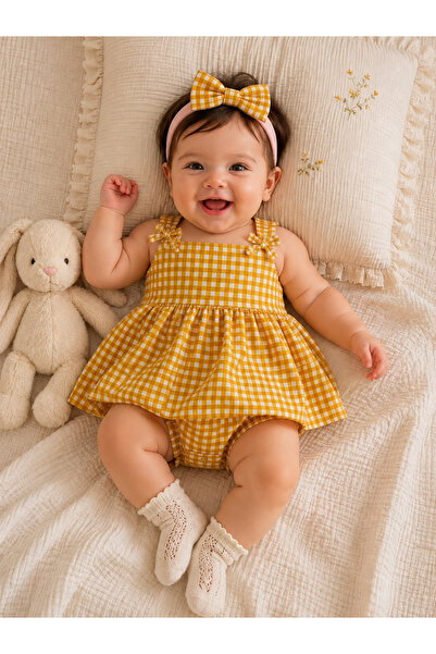 Lolidenss Yellow Checkered Romper