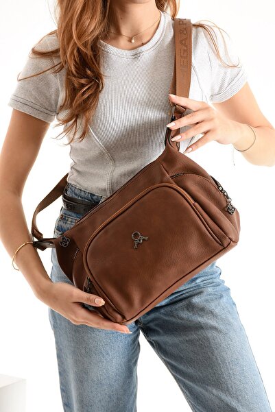 Teal Collection Women's Shoulder Bag Multi-Compartment Faux Leather Zippered ...