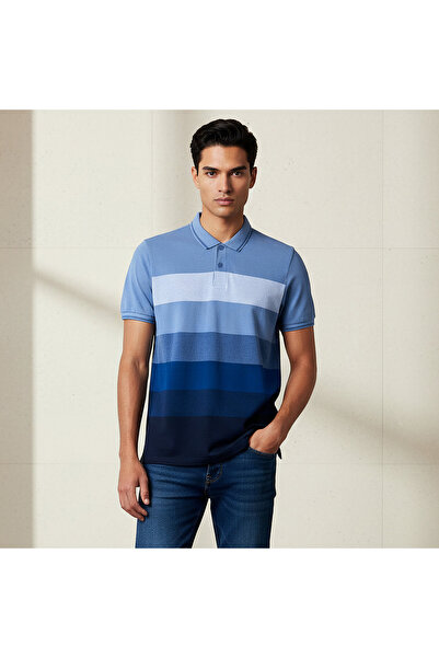 FAV Men Short Sleeves Striped Pique Detail Polo T-shirt