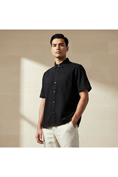 DMN Men Relaxed Fit Collared Short Sleeves Shirt