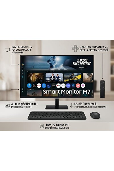 Samsung M7 43" 4K UHD Smart TV Özellikli Akıllı Monitör ve Kablosuz Klavye Mo...