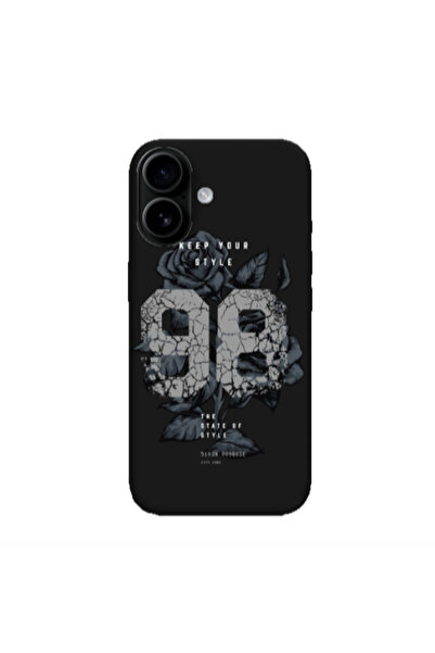 Other Apple Iphone 16 plus Flower 98 Black Colored Silicone TPU Θήκη