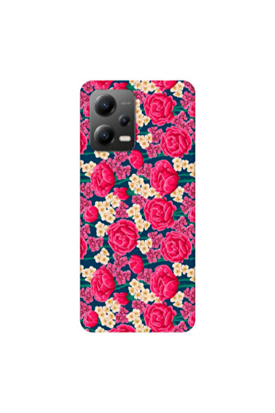 Other Xiaomi Poco X5 Red and pink Flowers Transparent Silicone TPU Θήκη