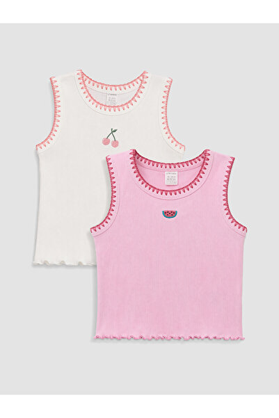 LC Waikiki Texx Store Quality Oval Collar Embroidered Baby Girl Undershirt 2-...