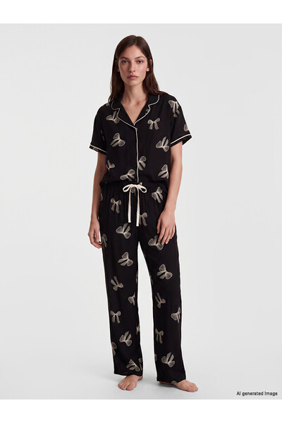 LC Waikiki Two Mt Shop Quality Shirt Collar Patterned Women's Pajama Set