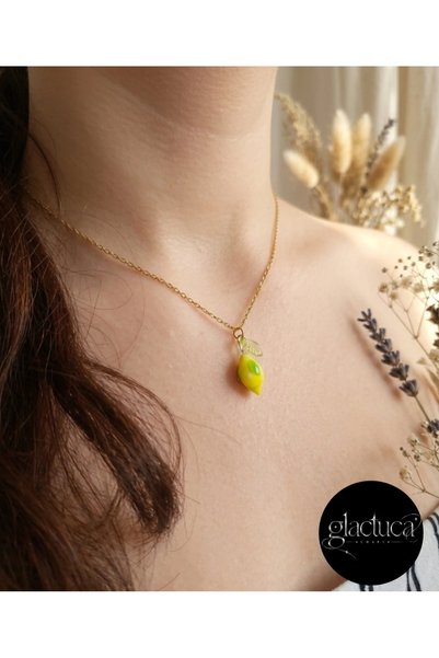 glactuca craft قلادة مورانو ليمن المصنوعة يدويًا مع سلسلة من الفولاذ