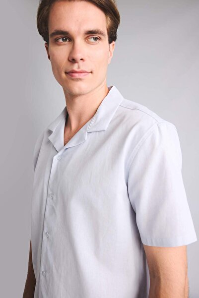 DeFacto Regular Fit Lapel Collar Linen Blend Short Sleeve Shirt H5181Ax26Au