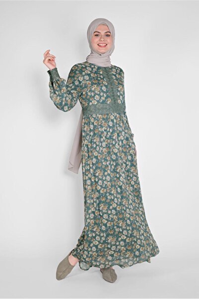 Alvina Flower Patterned Button Dress 41555-1