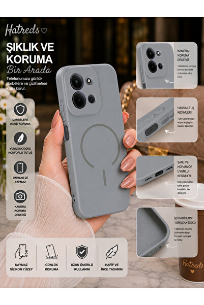 Hatreds Redmi 15C Uyumlu Magsafe Uyumlu İçi Kadife Lansman Silikon Kılıf Kame...