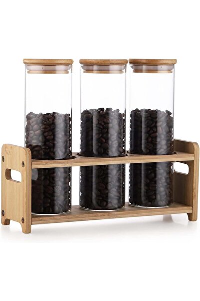 Arabest 3 Pcs Glass Jars with Bamboo Lids,Airtight Sealable Containers for Pa...
