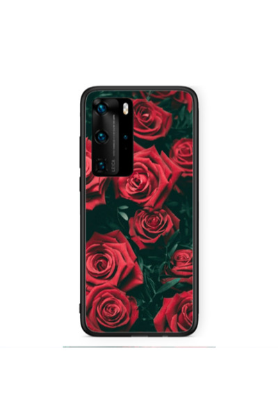 Other Huawei P40 Pro Red Roses Black Glossy Θήκη