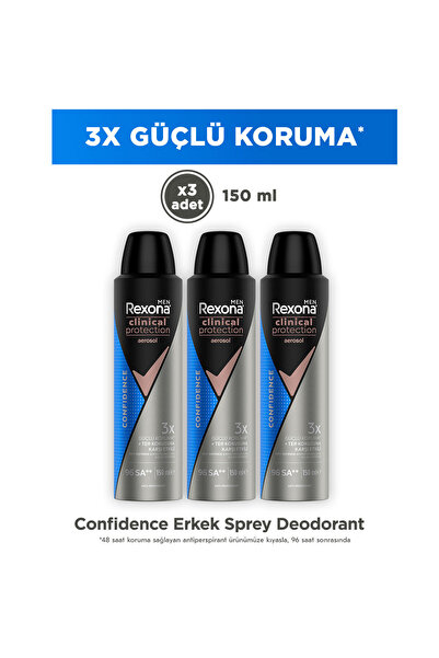 Rexona Men Clinical Protection Spray Deodorant Confidence 150 ml x3