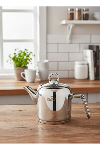 Silver Easy Cooking Stainless Steel Tea Pot 2 Liter 18/10 (Made in Turkey)