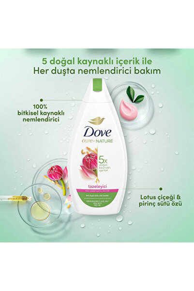 Dove Nemlendirici Duş Jeli Lotus Çiçeği & Pirinç Sütü Özü 450 ml x3