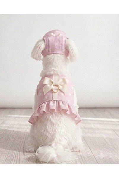atelyu Cat and Dog Outfit Walking Suit Pink Hat Set