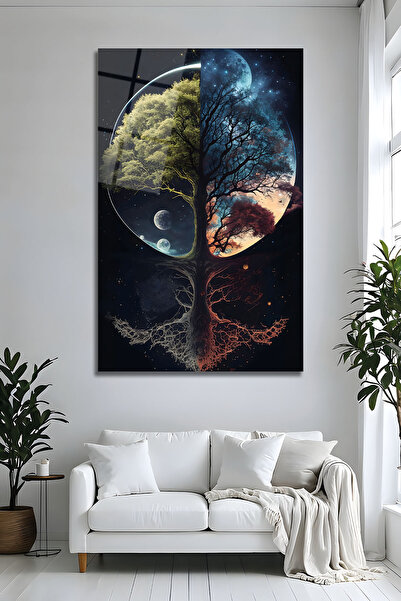 Parıltı Yayınları Arborele Vieții, pictură abstractă de lux pe sticlă, cu tem...