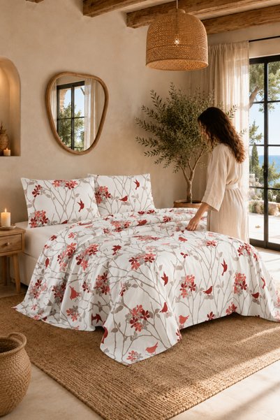 Menderes Home La Notte Pure Romance Çift Kişilik 4 Parça Pike Takımı 210x230 + 160x200 + 2/50x70 cm