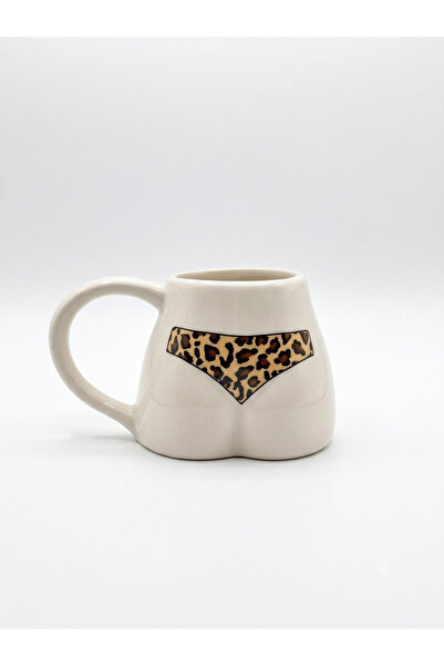 PALTO TASARIM Leopard Pattern Bikini Handmade White Glossy Butt Mug - Handcra...