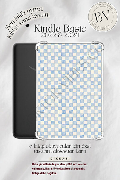 BookTok Vibes Co. Açık Mavi Suluboya Pötikare Temalı Insert - Kindle ve Kobo ...