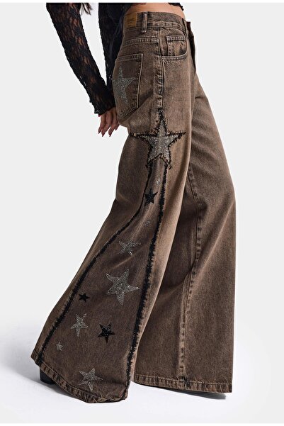 it's basic Women's Coffee Denim Color T-4W6-88 Palazzo Fit Special Stone Desi...