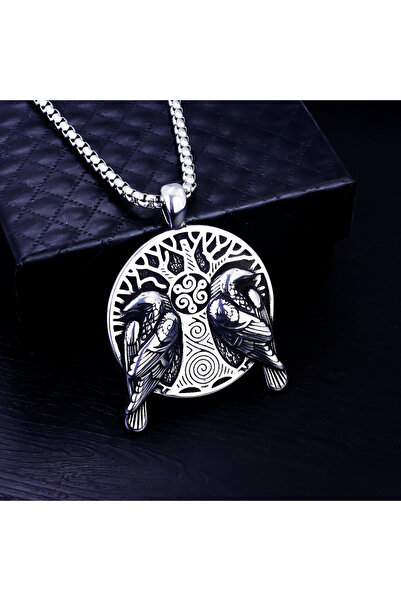 Viking Kuzgun Triquetra Valknut Thor Odin İskandinav Tasarım 316L Paslanmaz &...