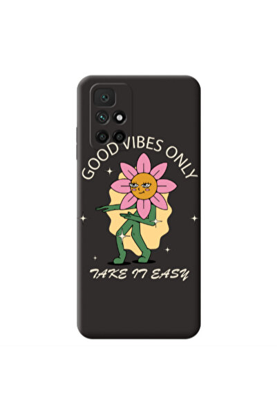 Other Xiaomi Redmi 10 2022 Good Vibes Only Black Colored Silicone TPU Θήκη