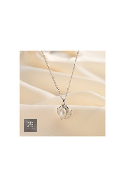 silverbar Colier din argint 925, pandantiv scoică cu perlă, elegant, 46cm