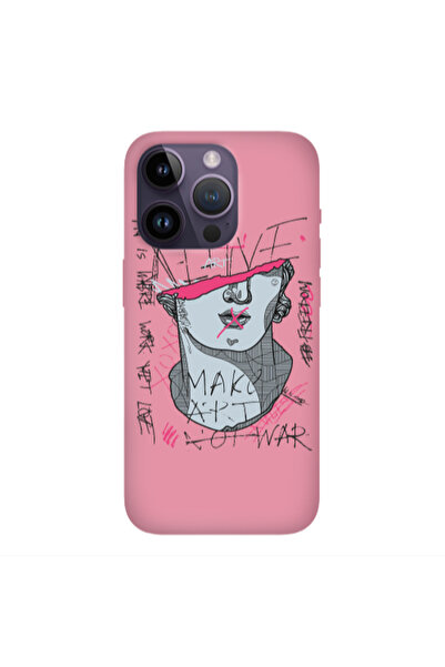 Other Apple iPhone 14 Pro Make art Pink Colored Silicone TPU Θήκη