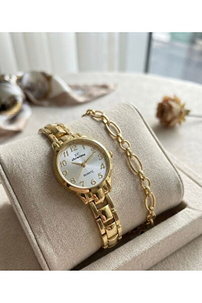 Feronnucci Women's Wristwatch Gold Color Metal Band White Dial Elegant Stylis...