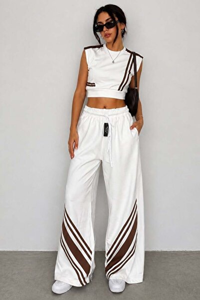 FashionForYou Women's sport suit BLAKE, with flared wide-leg trousers and cro...