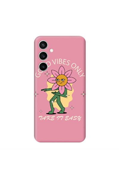 Other Samsung S24 FE Good Vibes Only Pink Colored Silicone TPU Θήκη